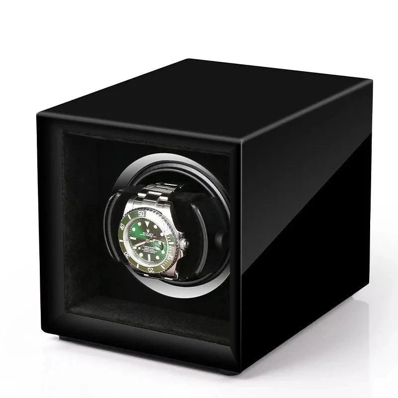 Single Watch Winder Black Edition Mains or Battery by Aevitas