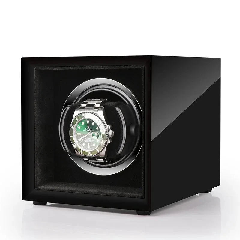 Single Watch Winder Black Edition Mains or Battery by Aevitas