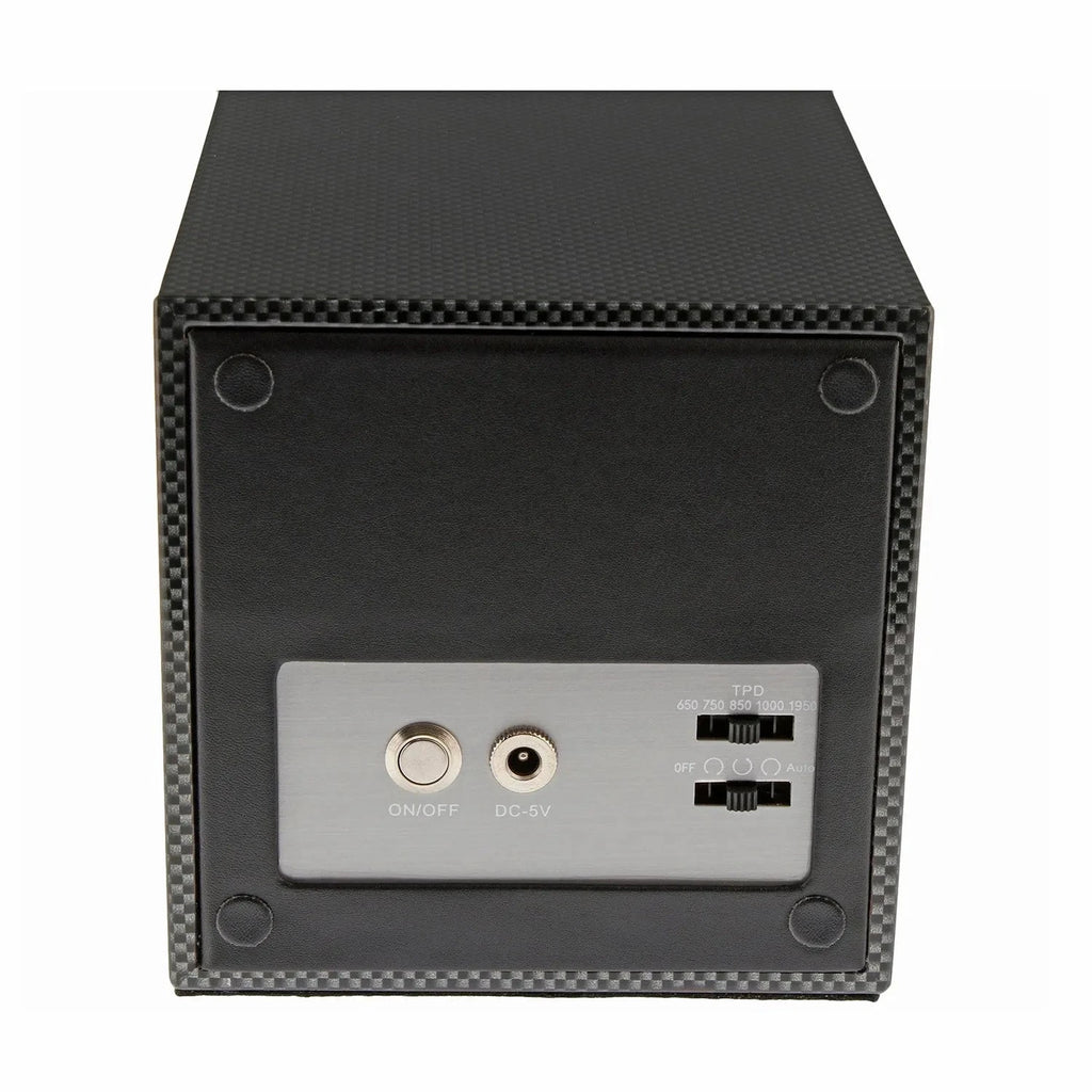 Single Watch Winder Black Leather Green Lining Mains or Battery by Aevitas