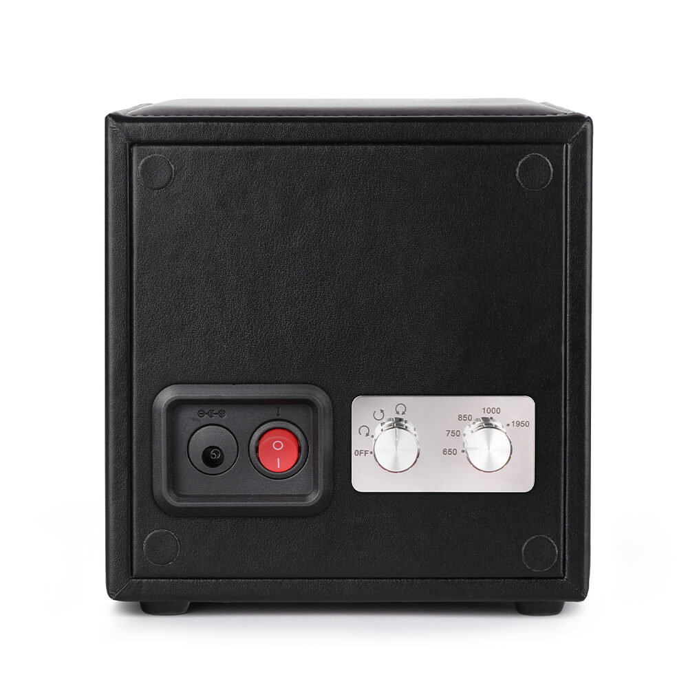 Single Watch Winder Black Leather Grey Lining Mains or Battery by Aevitas