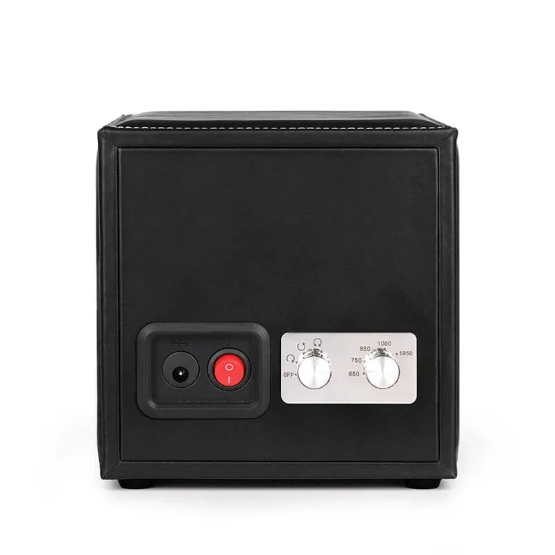 Single Watch Winder Black Leather White Stitching Mains or Battery by Aevitas
