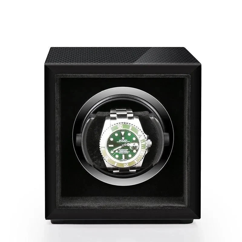 Single Watch Winder Carbon Fibre finish Mains or Battery by Aevitas