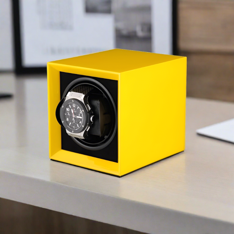 Single Watch Winder in Yellow Piano Lacquered finish by Aevitas