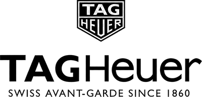 Tag Heuer logo with brand name and tagline on a white background