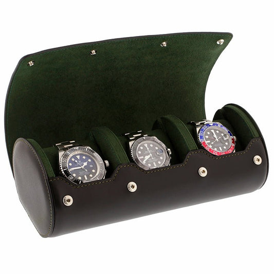 Triple Watch Roll Case in Premium Black Nappa Leather by Aevitas