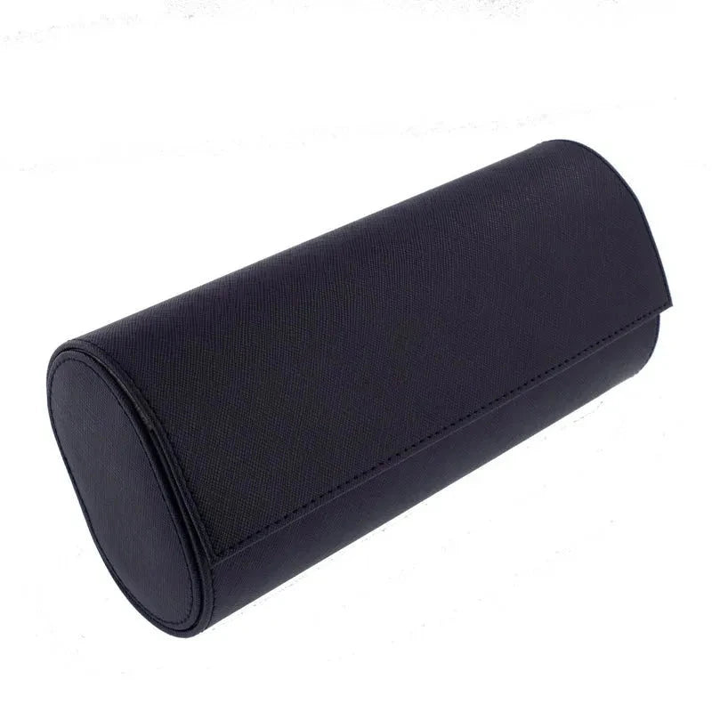 Triple Watch Roll in Navy Blue Saffiano Real Leather with Super Soft Lining