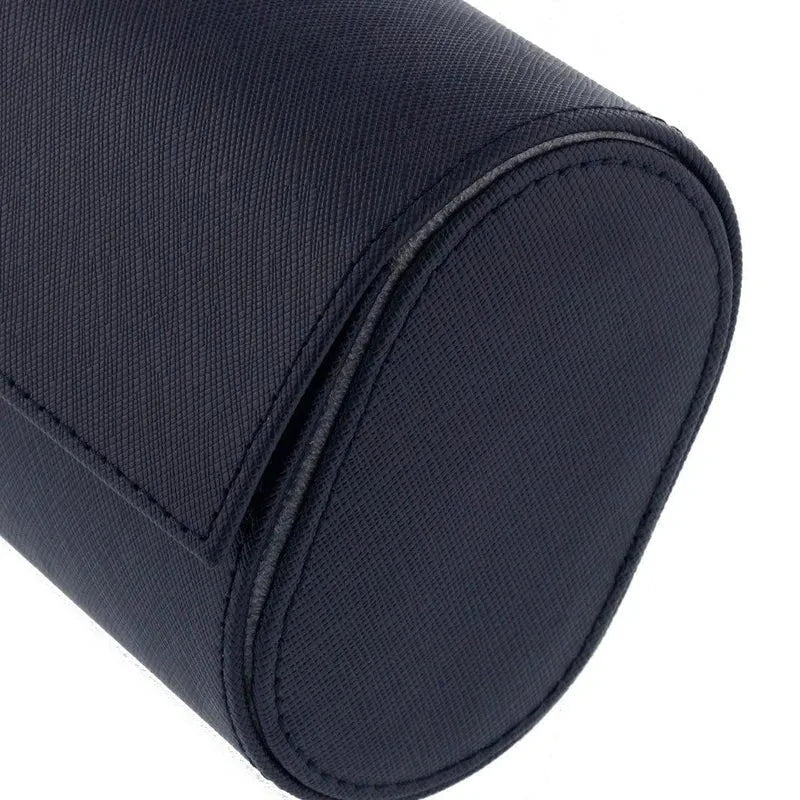 Triple Watch Roll in Navy Blue Saffiano Real Leather with Super Soft Lining