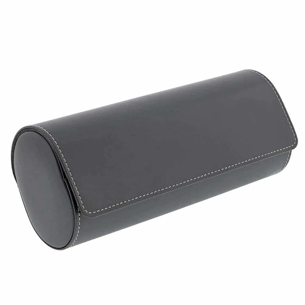 Triple Watch Roll in Smooth Grey Leather with Super Soft Lining