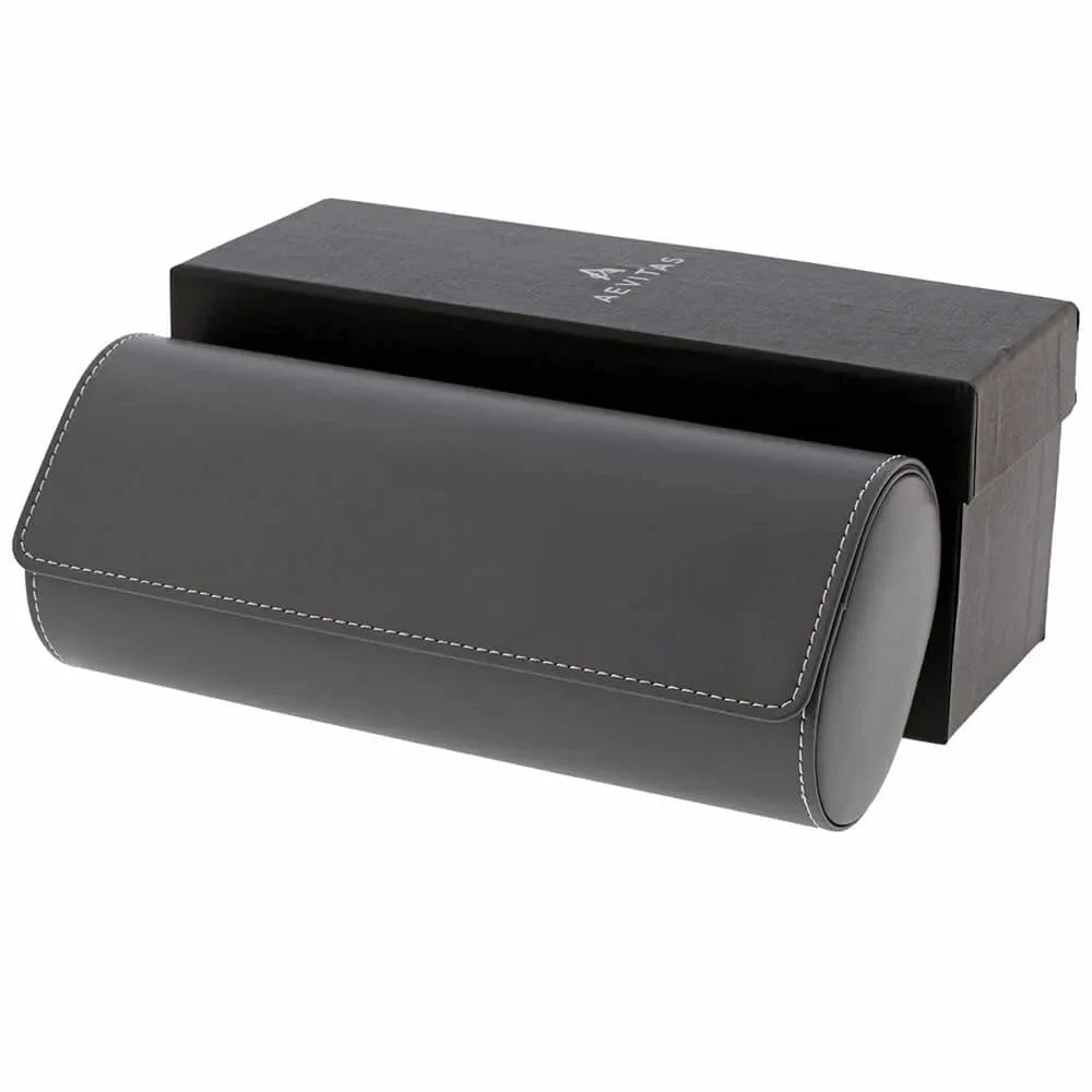 Triple Watch Roll in Smooth Grey Leather with Super Soft Lining