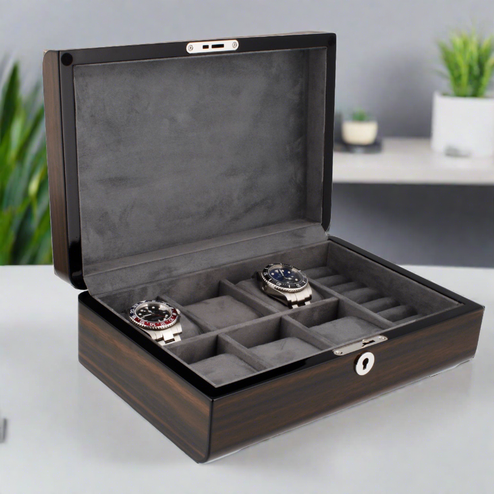 Watch Box for 6 Watches and Cufflinks Superb Quality Macassar by Aevitas