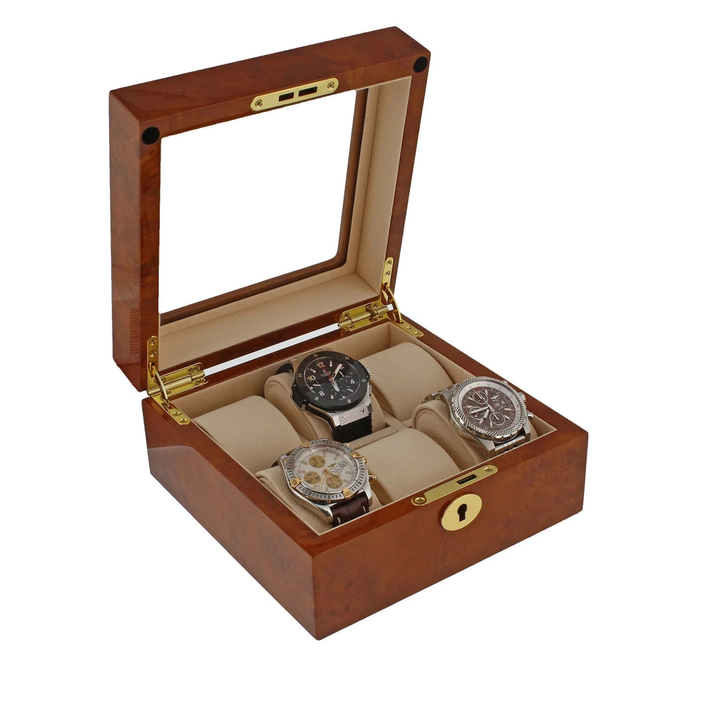 Watch Box for 6 Wrist Watches in Burl Walnut Wood by Aevitas