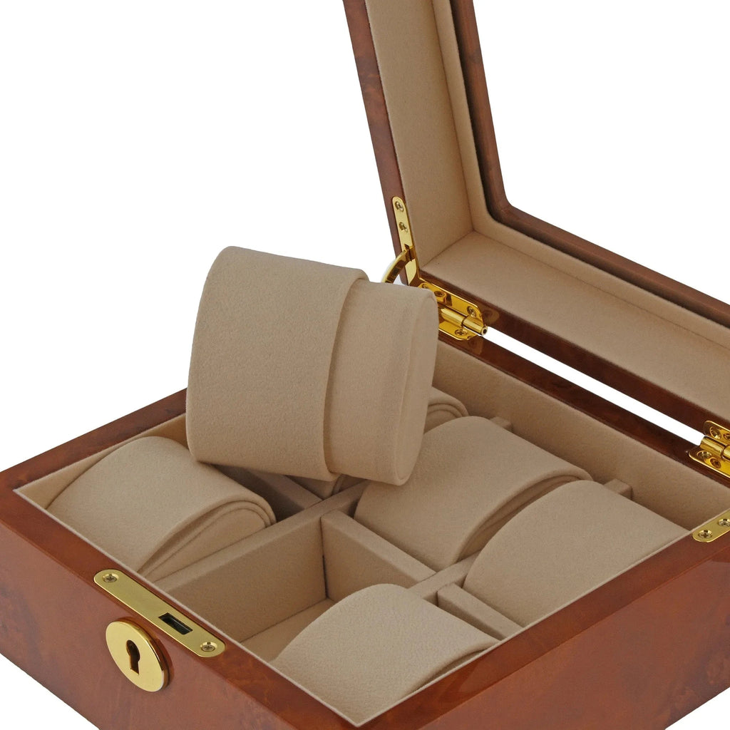 Watch Box for 6 Wrist Watches in Burl Walnut Wood by Aevitas