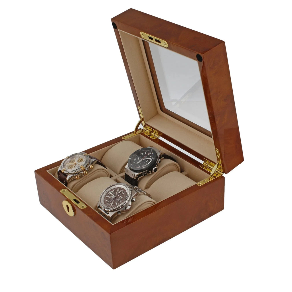Watch Box for 6 Wrist Watches in Burl Walnut Wood by Aevitas