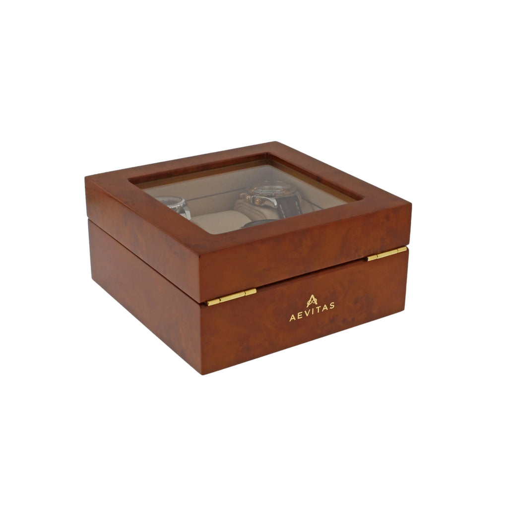 Watch Box for 6 Wrist Watches in Burl Walnut Wood by Aevitas