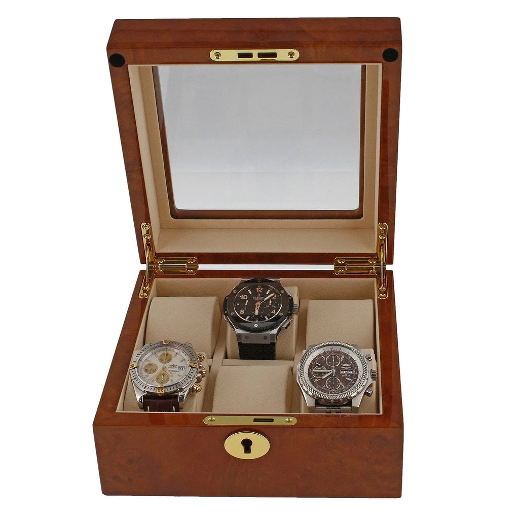 Watch Box for 6 Wrist Watches in Burl Walnut Wood by Aevitas