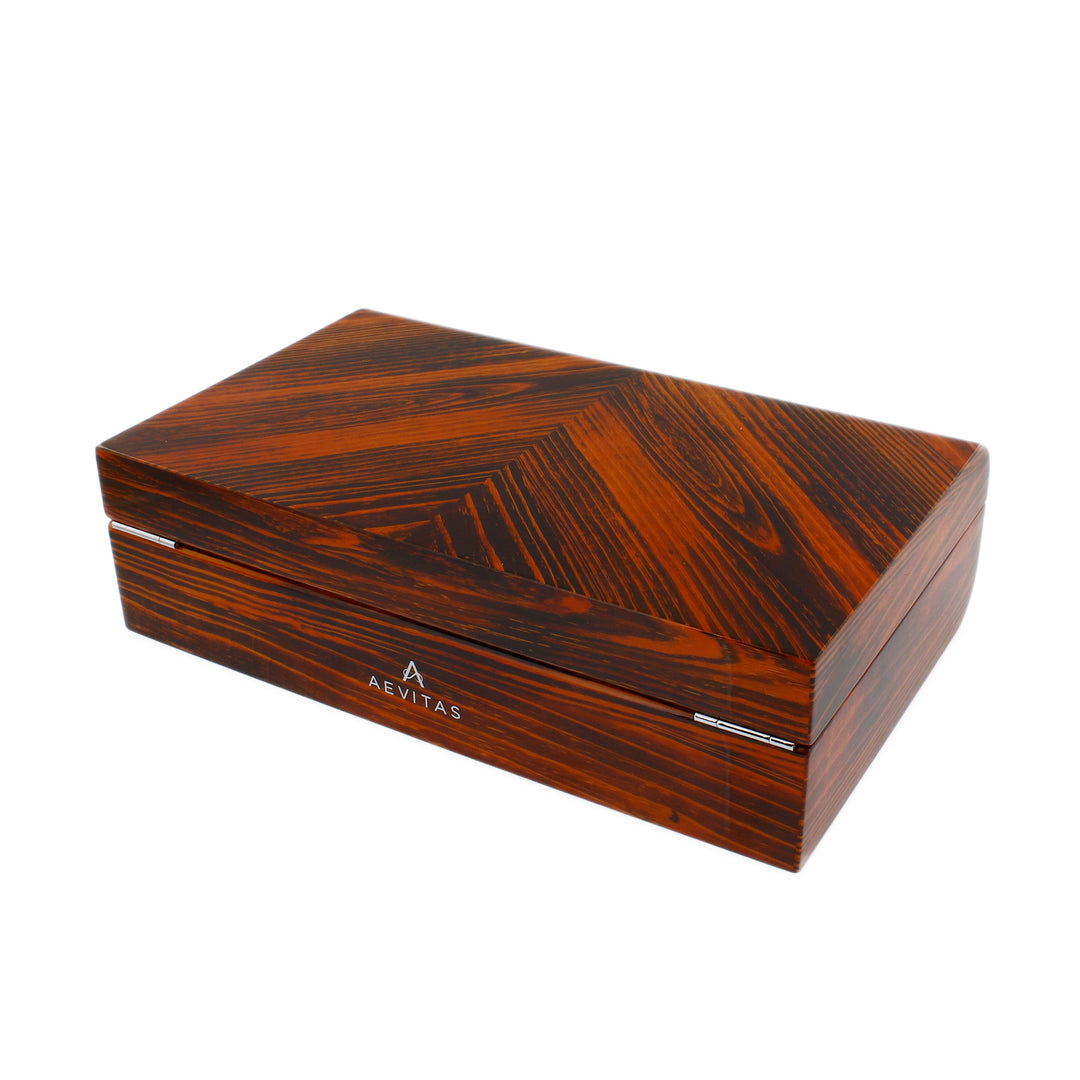 Premium Quality Tiger Striped Wood 10 Watch Box with Solid Lid by Aevitas