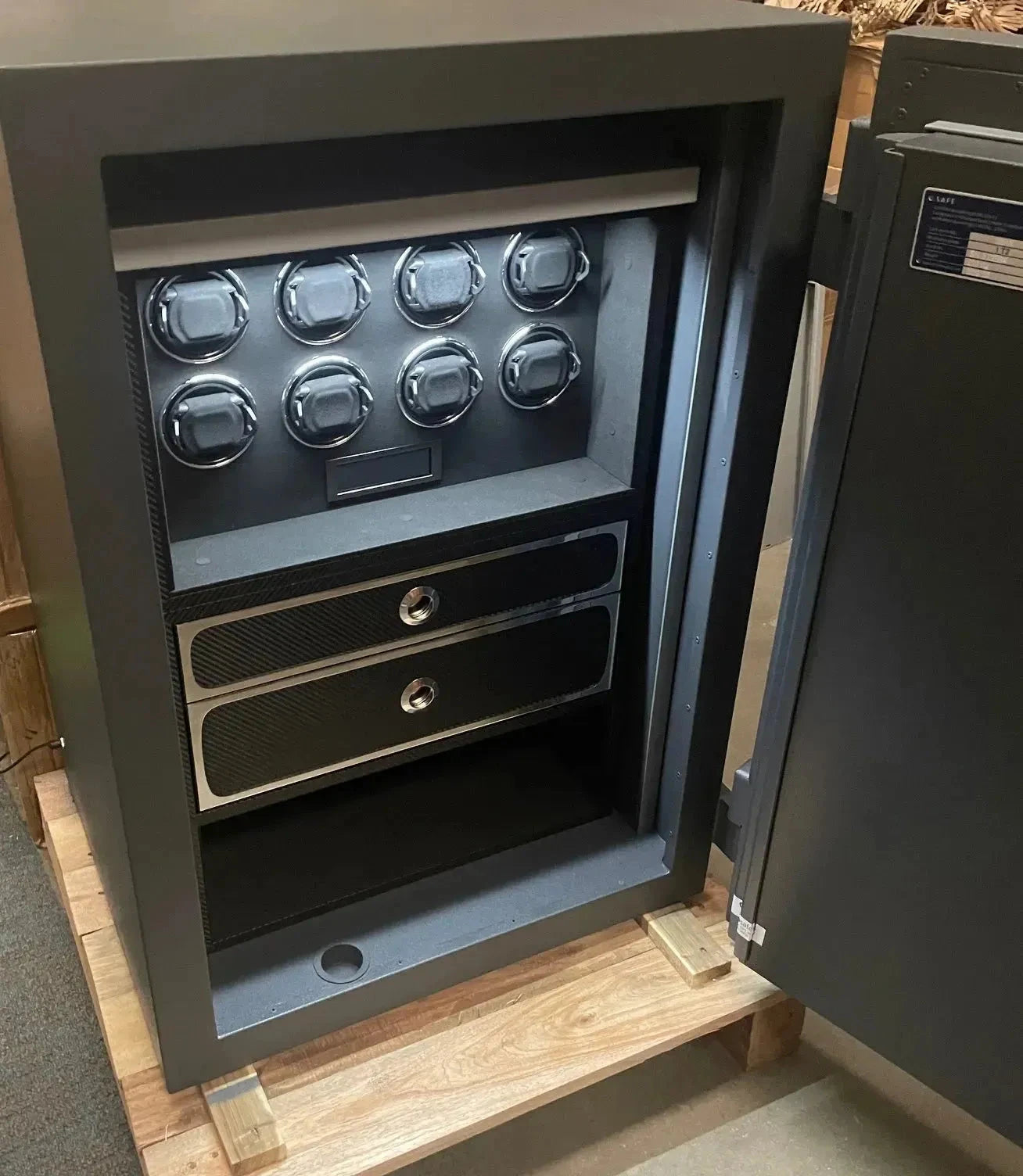 Watch Winder Safe for 8 Watches Insurance Rated with Extra Storage by Aevitas