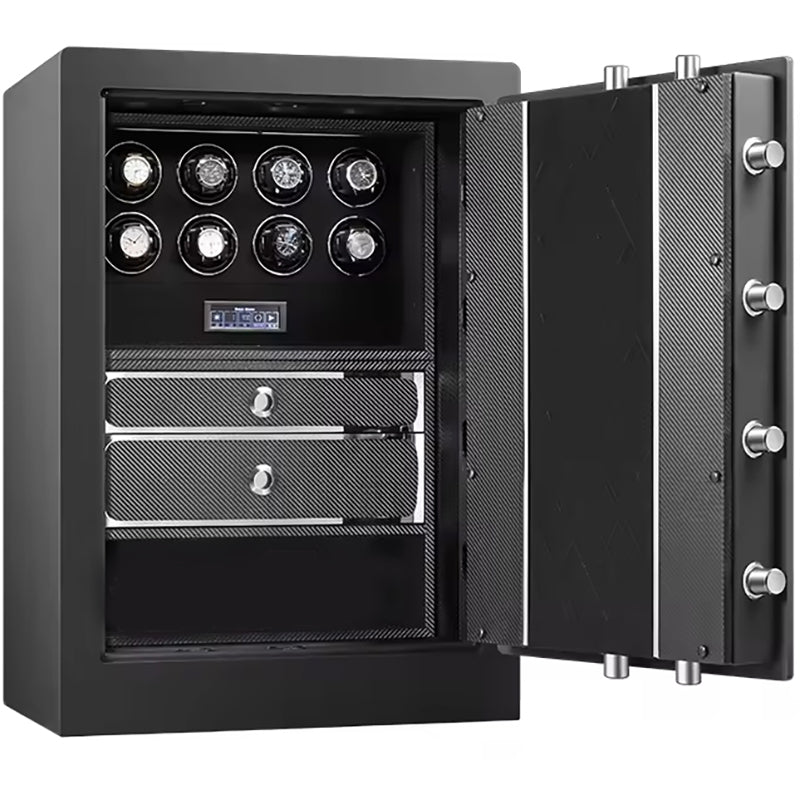 Watch Winder Safe for 8 Watches Insurance Rated with Extra Storage by Aevitas