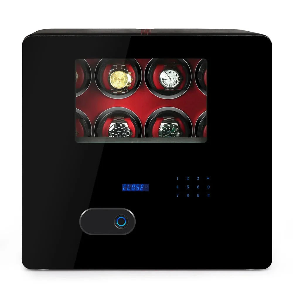 Watch Winder Safe in Black Leather for 8 Watches by Aevitas