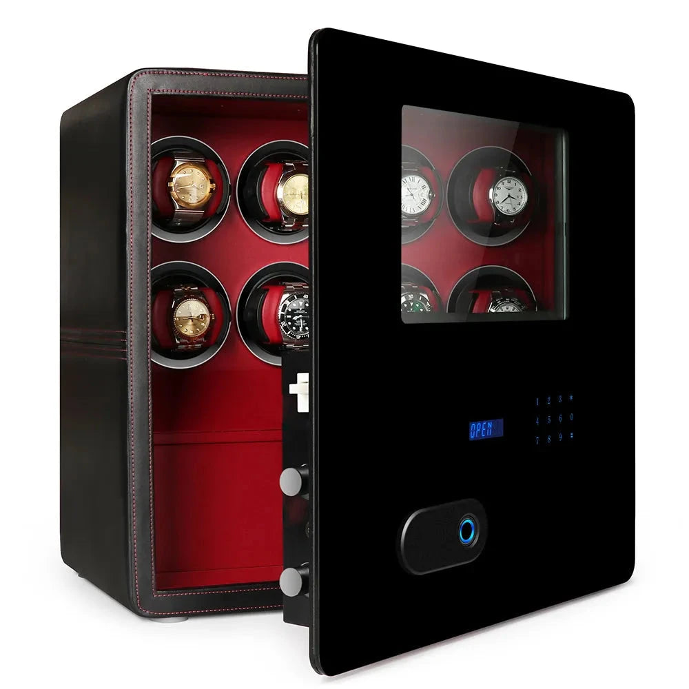 Watch Winder Safe in Black Leather for 8 Watches by Aevitas