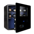 Watch Winder Safe in Black Leather with Blue Inside for 8 Watches by Aevitas