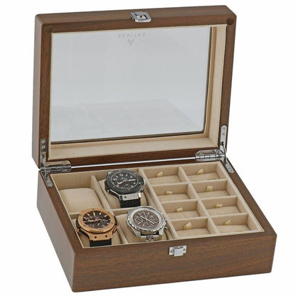 Watch and Cufflink Box in Natural Walnut Finish by Aevitas