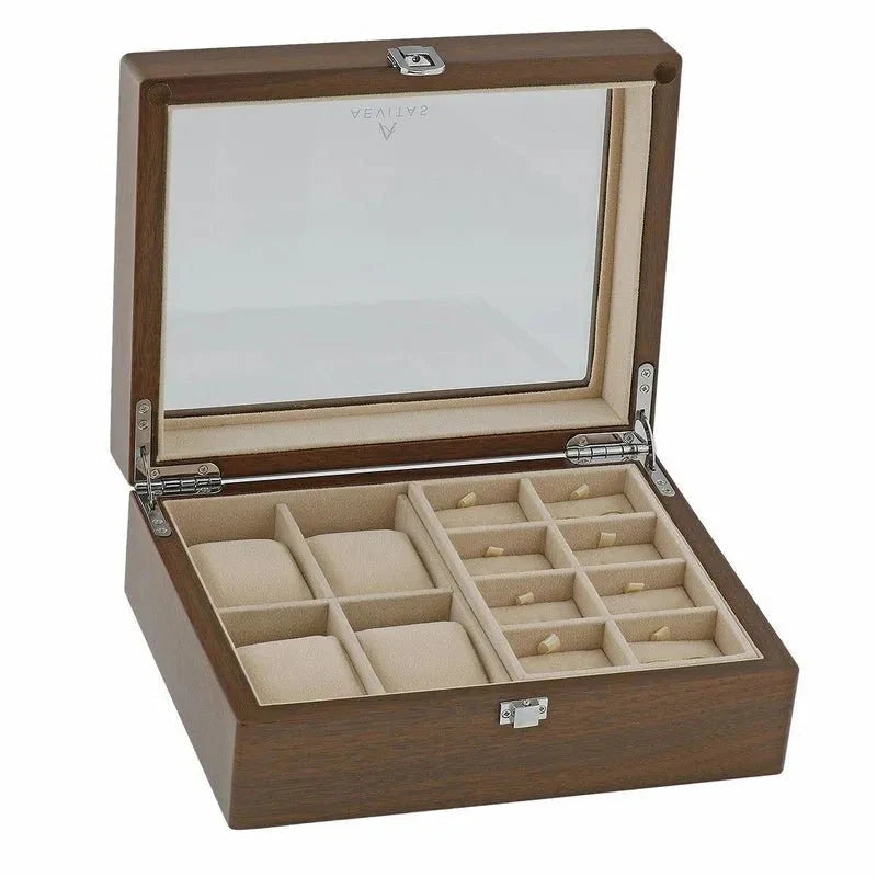 Watch and Cufflink Box in Natural Walnut Finish by Aevitas