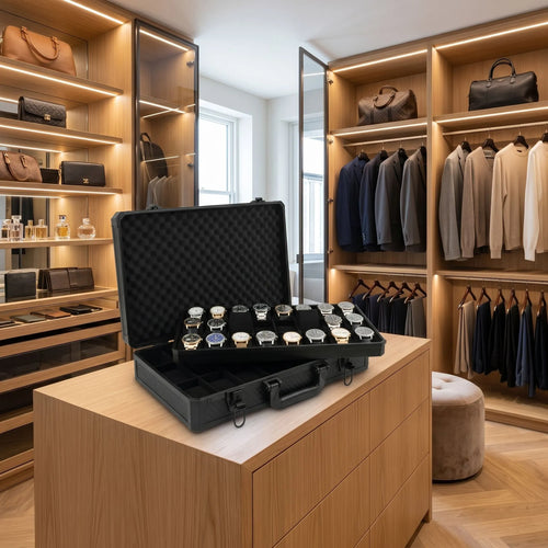 24 Watch Briefcase in Black with Lift Out Tray