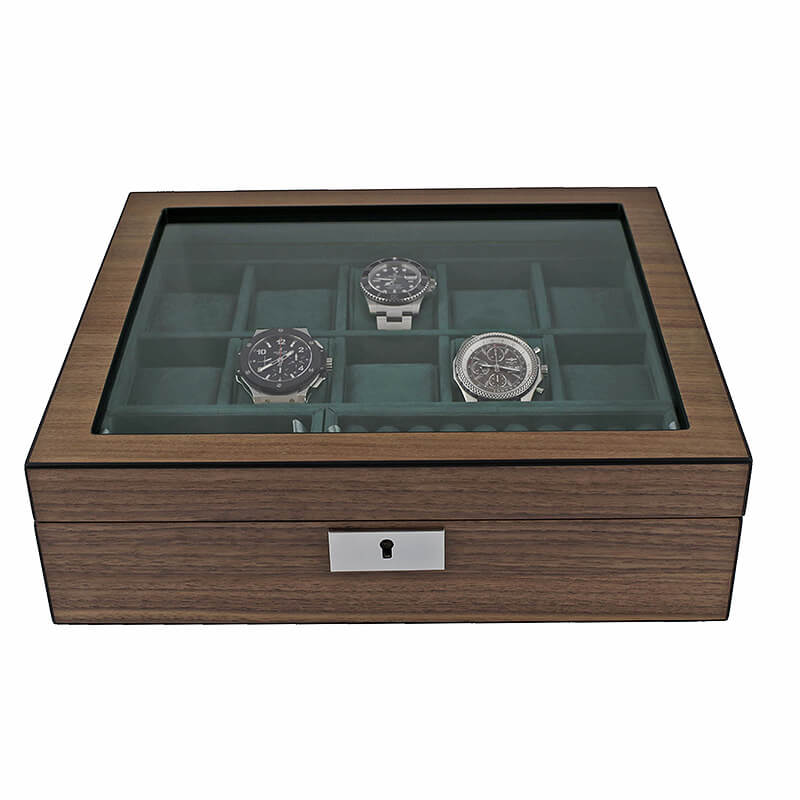 10 Watch Box with Cufflink Storage Natural Walnut Finish by Aevitas