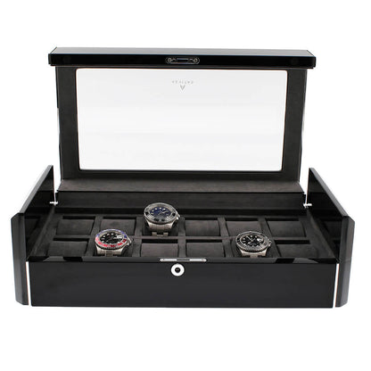 12 Watch Box Carbon Fibre or Piano Black Premium Quality by Aevitas