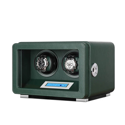 Automatic 2 Watch Winder in Dark Green Smooth Leather Finish by Aevitas