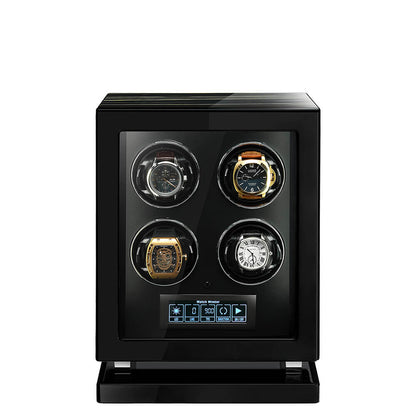 Premium 4 Watch Winder in Zebrano Ebony Wood Piano Lacquer by Aevitas