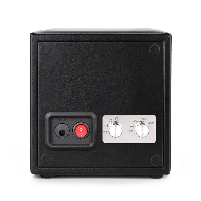 Single Watch Winder Black Leather Red Stitching Mains or Battery by Aevitas